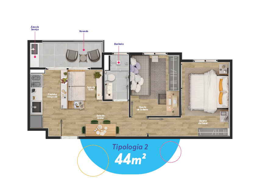 PERSPECTIVAS 3D - APTO 44M - GRAN PORTINARI - SJC